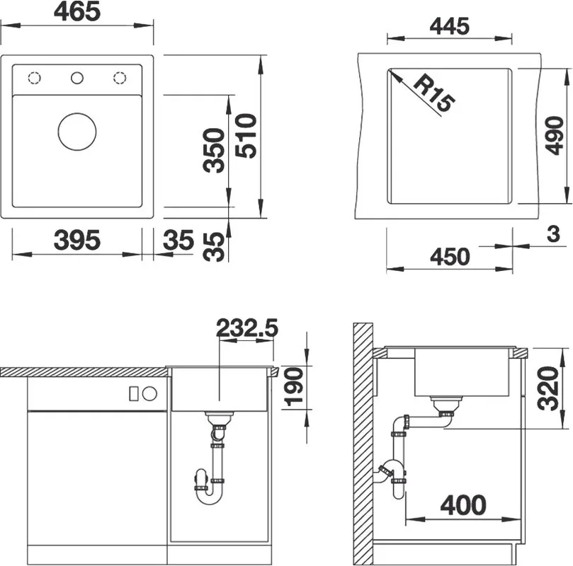 Мойка кухонная Blanco Dalago 45 525869 черная Sancos — официальный сайт