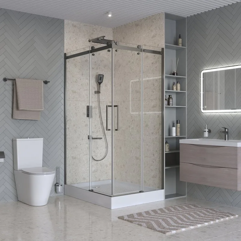 Душевой уголок BelBagno Marino 2 AH-2-120/90-C-GM 120x90, профиль оружейная сталь, стекло прозрачное Sancos — официальный сайт