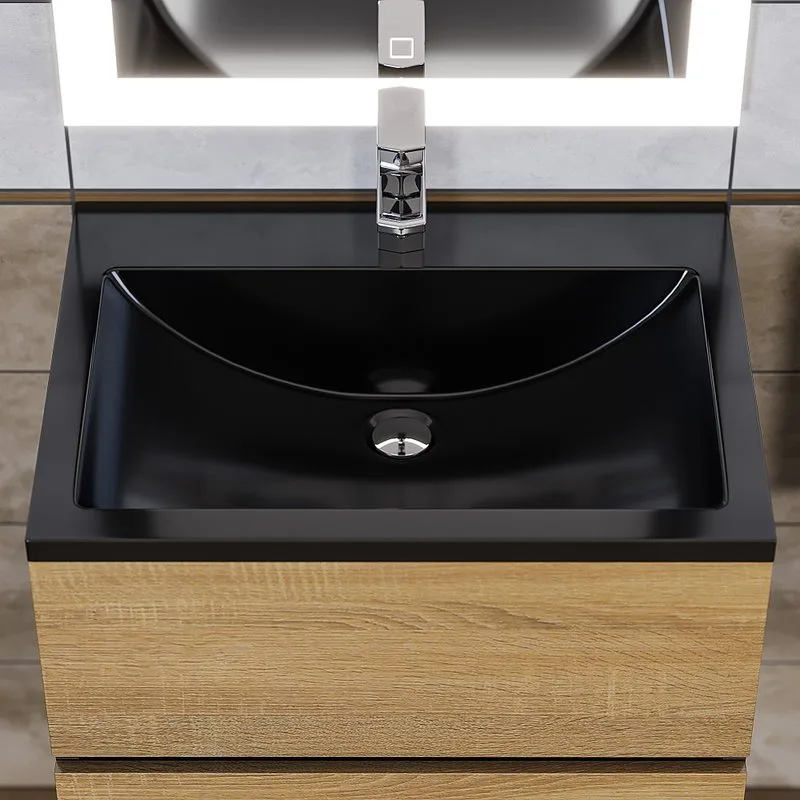 Мебельная раковина Uperwood Self 60 черный глянец Sancos — официальный сайт