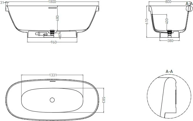 Ванна из искусственного камня Salini Greca S-Stone 180x80 см, отдельностоящая, матовая белая, овальн Sancos — официальный сайт