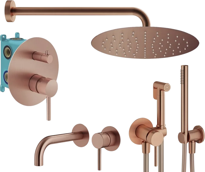 Комплект для ванной Plumberia Selection Ixo KITZXO18RS210 С ВНУТРЕННЕЙ ЧАСТЬЮ, медь брашированная Sancos — официальный сайт