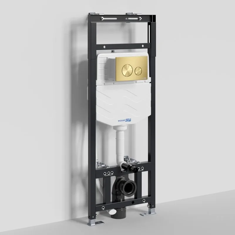 Система инсталляции для унитазов Wasserkraft Alme 15TLT.010.ME.MG02, с кнопкой смыва матовое золото Sancos — официальный сайт
