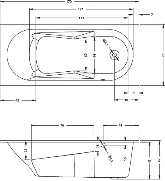Акриловая ванна Riho Bathtubs Lazy B079001005 R без опоры 170x75 см, правая, пристенная, eurowhite Sancos — официальный сайт