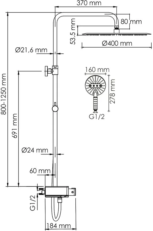 Душевая стойка Wasserkraft Aller A113.117.059.CH Thermo, с термостатом, хром Sancos — официальный сайт
