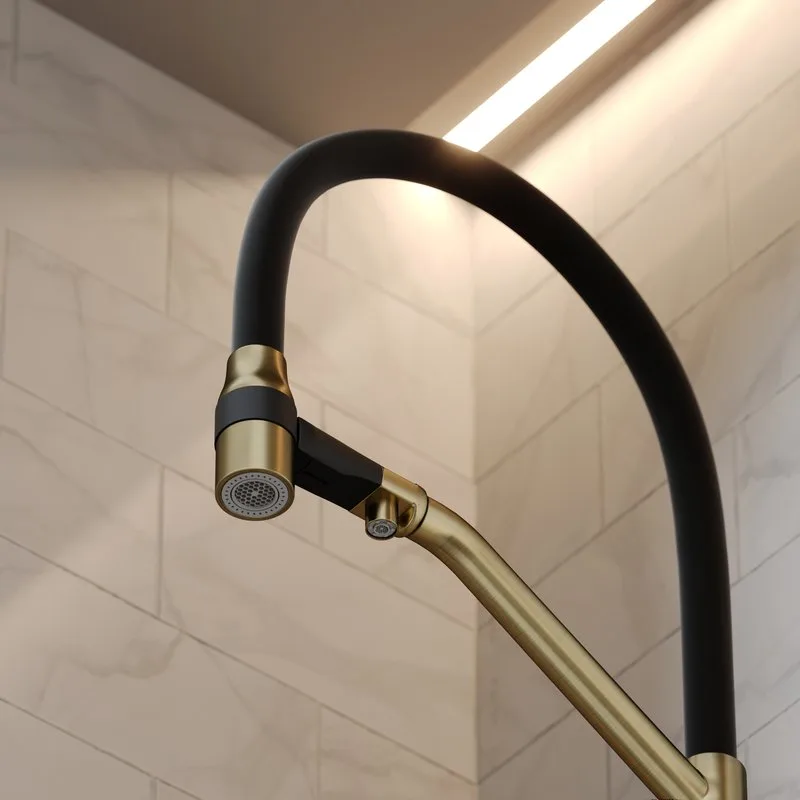 Смеситель для кухни Sancos Orta SC4008BG с гибким изливом, брашированное золото Sancos — официальный сайт