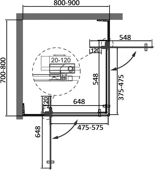 Душевой уголок Cezares Slider AH 2 70/80-80/90 C Cr профиль хром, стекло прозрачное Sancos — официальный сайт