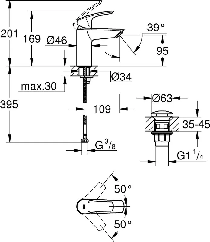 Смеситель для раковины Grohe Eurosmart 23922003 Sancos — официальный сайт