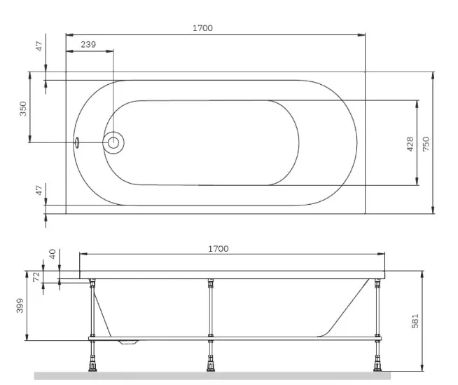 Акриловая ванна AM.PM X-Joy W94A-170-075W-A без опоры 170x75 см, пристенная, белая Sancos — официальный сайт