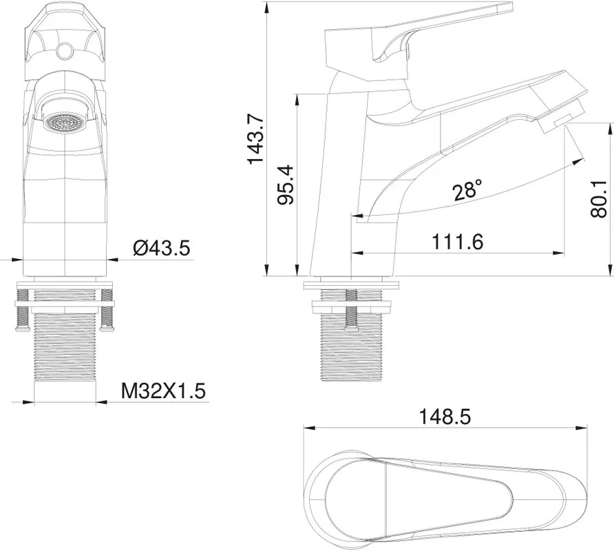 Смеситель для раковины Wonzon & Woghand WW-A40212-CR хром Sancos — официальный сайт