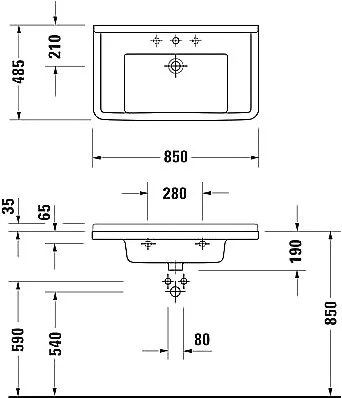 Мебельная раковина Duravit Starck 3 0304800000 85 см Sancos — официальный сайт