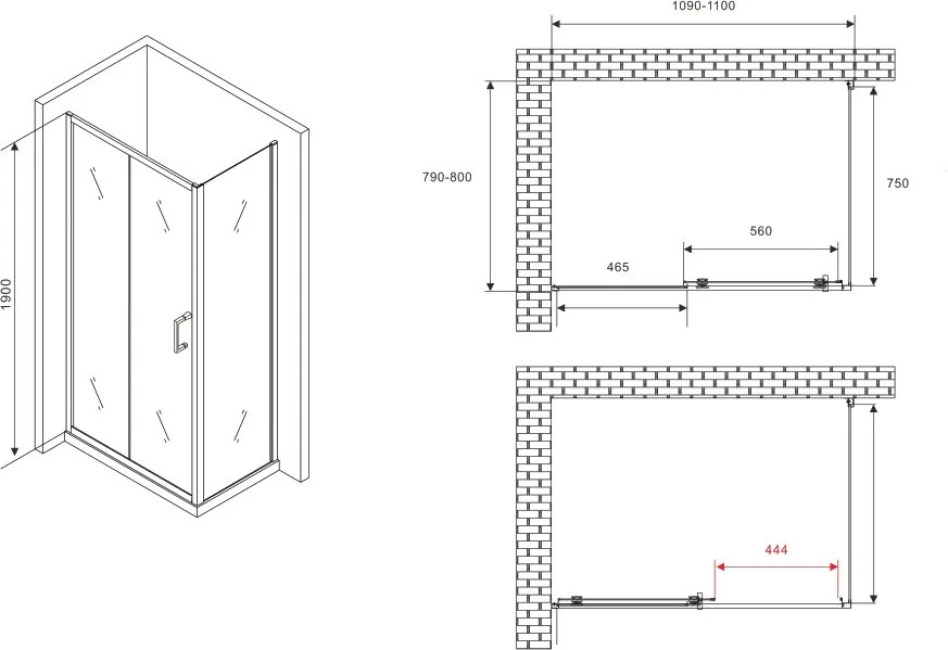 Душевой уголок Abber Schwarzer Diamant AG30110B5-S80B5 110х80, профиль черный, стекло прозрачное Sancos — официальный сайт