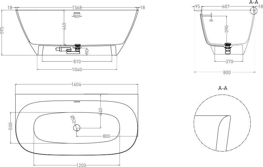 Ванна из искусственного камня Salini Sofia Wall S-Stone 160x80 см, пристенная, белая, овальная, с до Sancos — официальный сайт