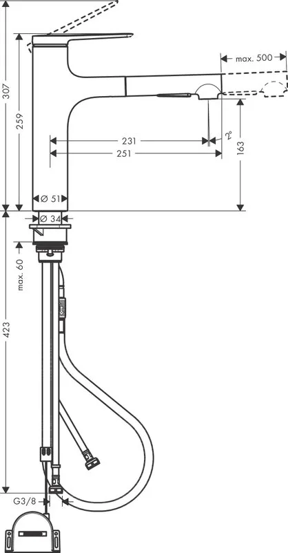 Смеситель для кухни Hansgrohe Zesis M33 74804000 механизм sBox lite, хром Sancos — официальный сайт