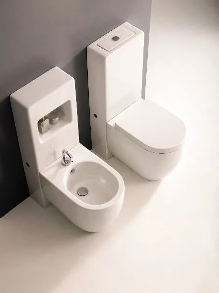 Биде напольное Kerasan Flo 312001 с креплениями Sancos — официальный сайт