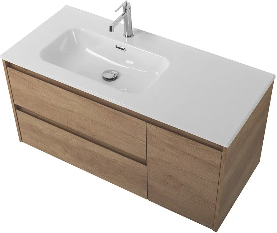 Тумба под раковину без столешницы BelBagno Kraft 100 L, 2 ящика, дверца, rovere nebrasca nature Sancos — официальный сайт