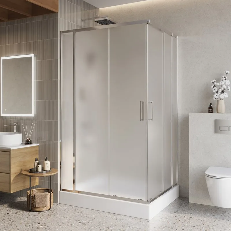 Душевой уголок BelBagno Luce AH-22-120/100-P-Cr профиль хром, стекло рифленое Sancos — официальный сайт