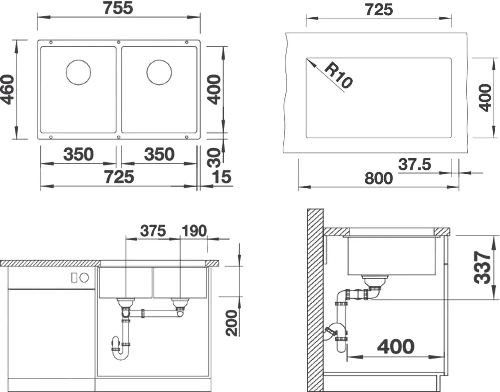 Мойка кухонная Blanco Subline 350/350-U серый беж Sancos — официальный сайт