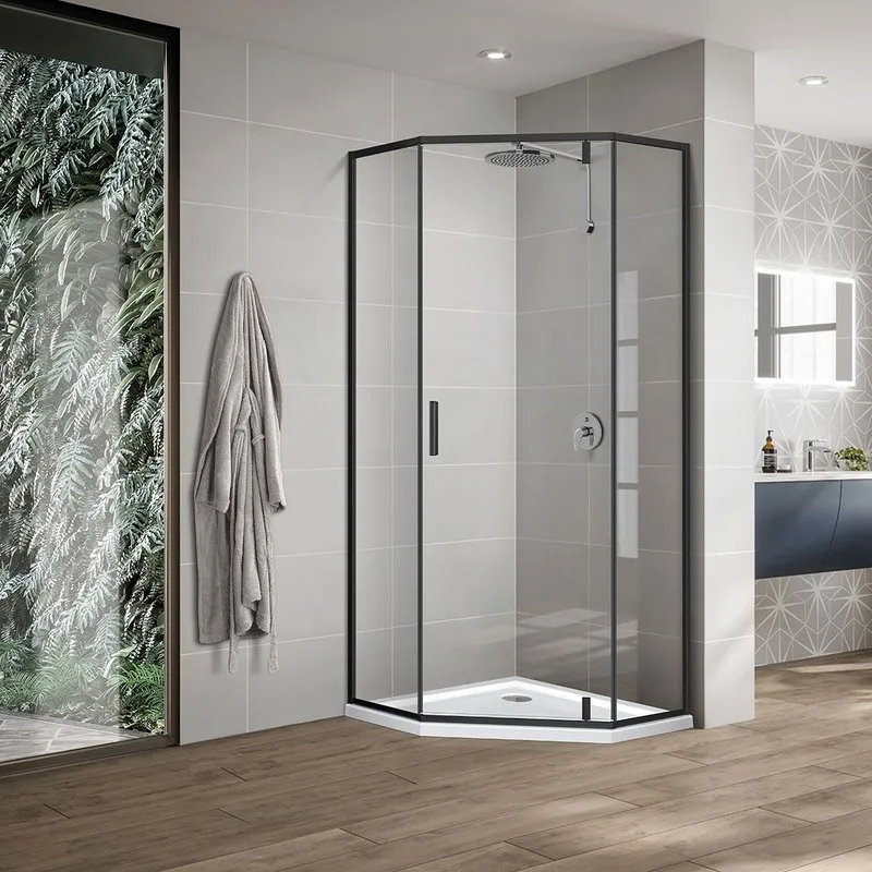 Душевой уголок Vincea Slim-U VSP-2SU900CLB 90x90 см, профиль черный, стекло прозрачное Sancos — официальный сайт