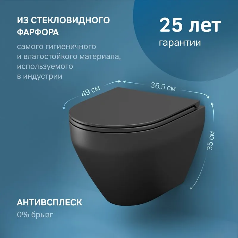 Унитаз подвесной AM.PM Spirit V2.0 FlashClean матовый черный Sancos — официальный сайт