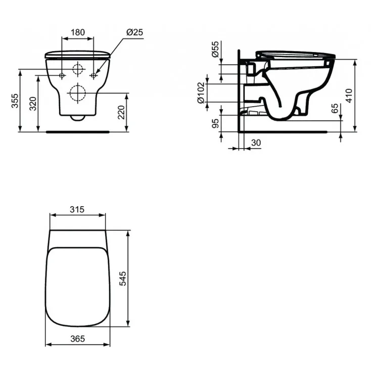 Чаша для унитаза подвесного Ideal Standard Esedra AquaBlade T386001 Sancos — официальный сайт
