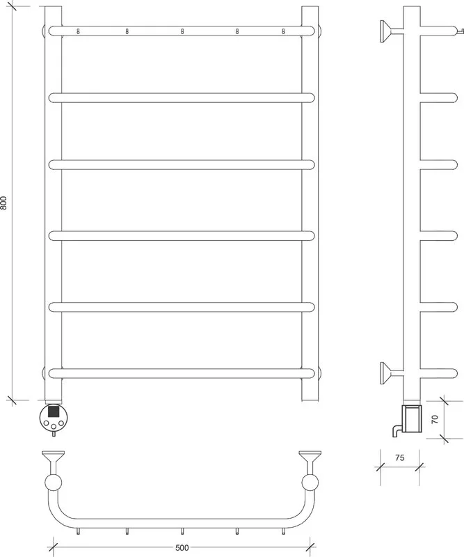 Полотенцесушитель электрический Secado Мерида 1 К 80х50, хром L Sancos — официальный сайт