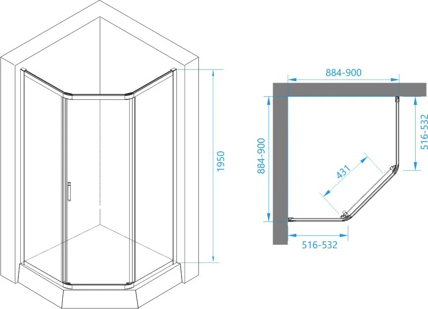 Душевой уголок RGW Passage PA-86B 900x900x1950, профиль черный Sancos — официальный сайт
