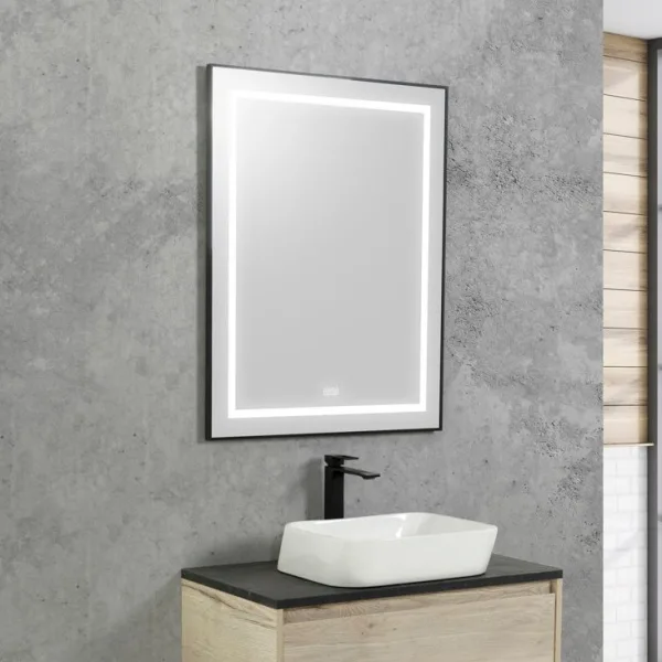 Зеркало BelBagno Kraft SPC-KRAFT-685-885-TCH-WARM-NERO черное, с подогревом