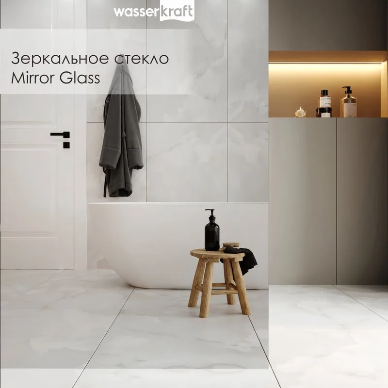 Душевая перегородка Wasserkraft Rur 30W 100 см, профиль матовый черный, стекло зеркальное Sancos — официальный сайт