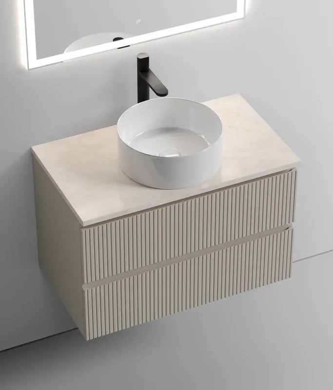 Тумба с раковиной Sancos Snob T 80 см, beige soft, столешница бежевая, раковина CN6032 Sancos — официальный сайт