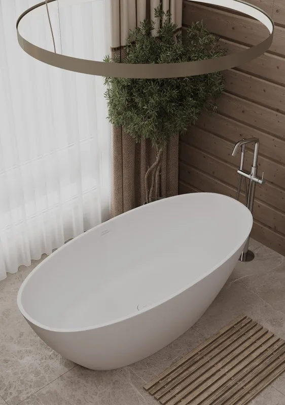 Ванна из искусственного камня Allen Brau Krion Oval 170x80 см, отдельностоящая, матовая белая, оваль Sancos — официальный сайт