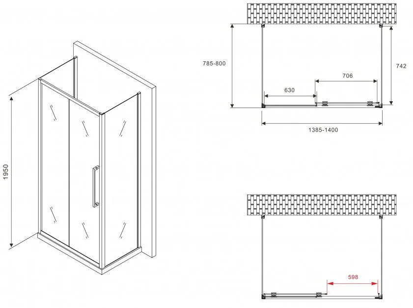 Душевой уголок Abber Schwarzer Diamant AG30140H-S80-S80 140x80, профиль хром, стекло прозрачное Sancos — официальный сайт