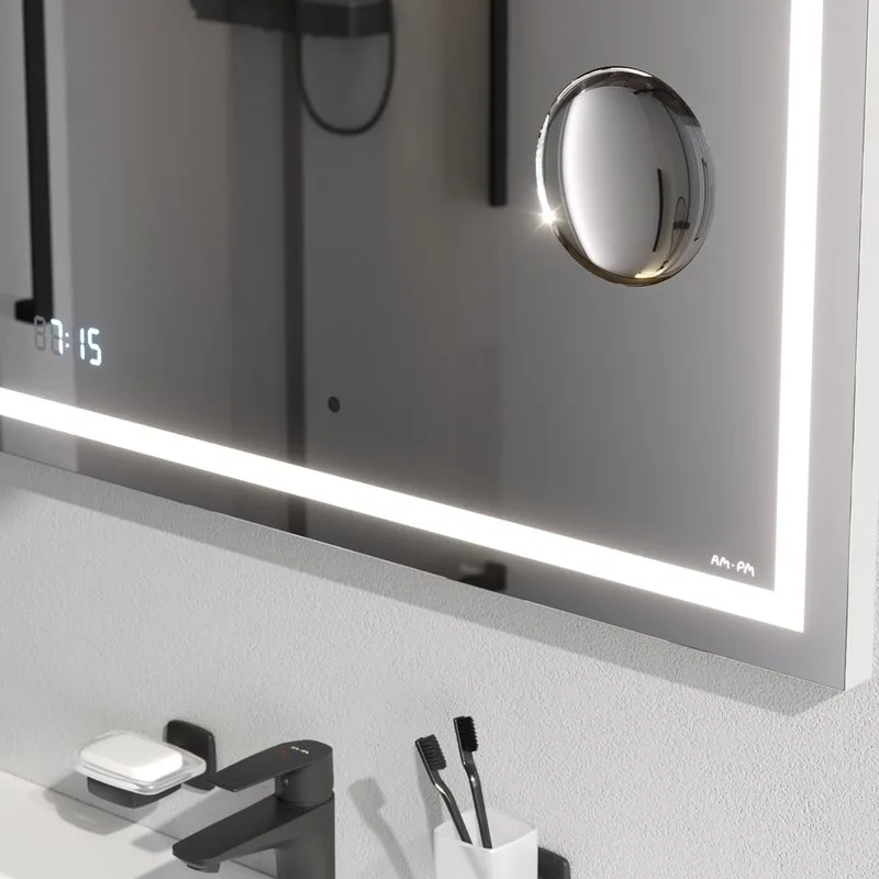 Зеркало AM.PM Gem 80 с LED-подсветкой, часами и косметическим зеркалом Sancos — официальный сайт