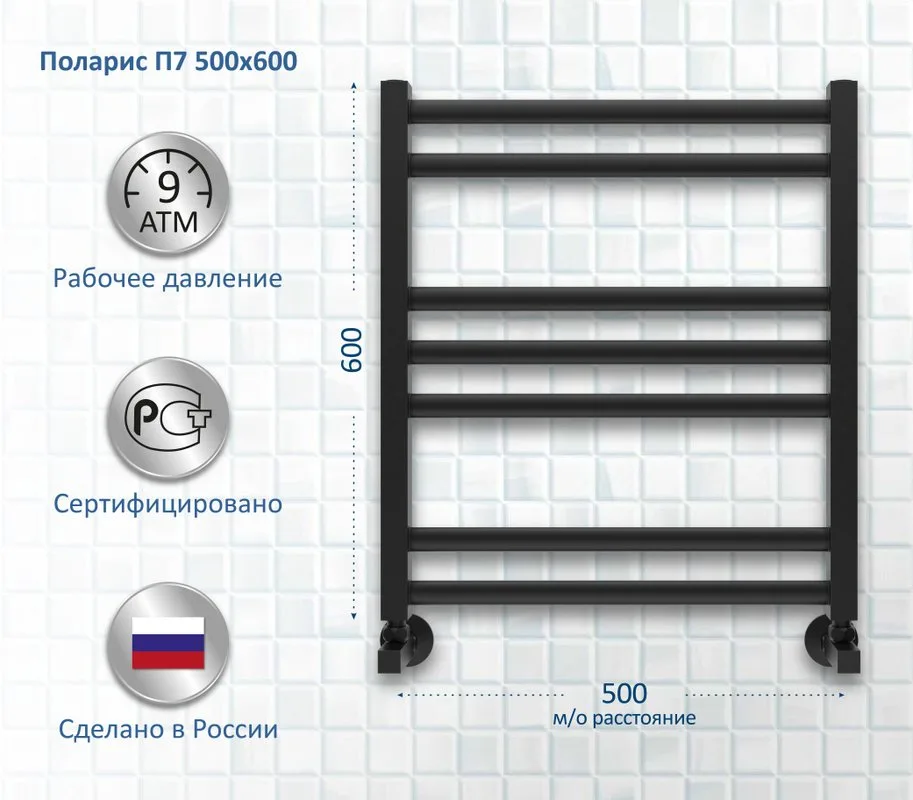 Полотенцесушитель водяной AQUATEK Поларис П7 50x60, черный муар Sancos — официальный сайт