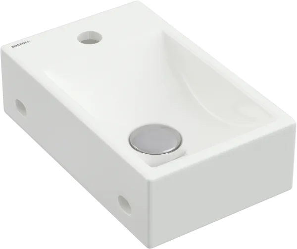 Раковина маленькая в туалет Berges Small 37x23 левый, глянцевый белый Sancos — Оригинал