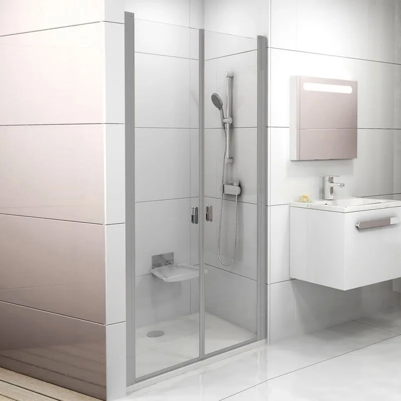 Душевая дверь в нишу Ravak Chrome CSDL2-90 Transparent, профиль сатин Sancos — официальный сайт