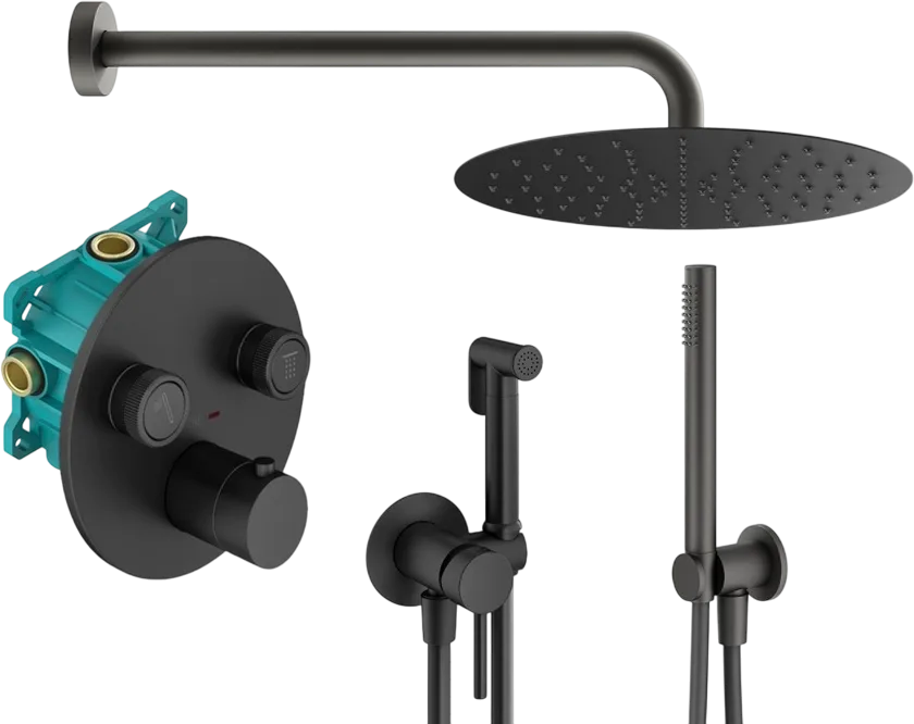 Комплект для ванной Plumberia Selection PSBOX KITZPSB02NO С ВНУТРЕННЕЙ ЧАСТЬЮ, черный матовый Sancos — официальный сайт