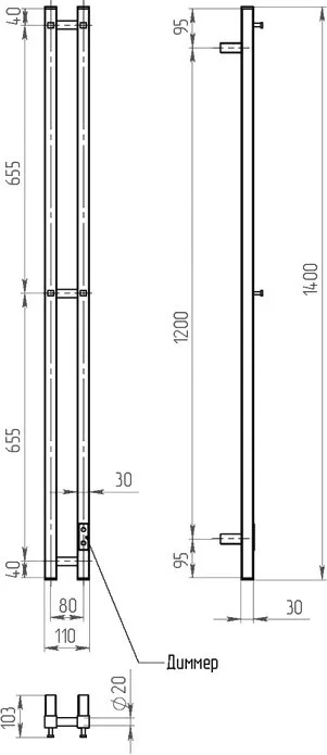 Полотенцесушитель электрический Двин X-2 plaza neo 140х80, хром Sancos — официальный сайт