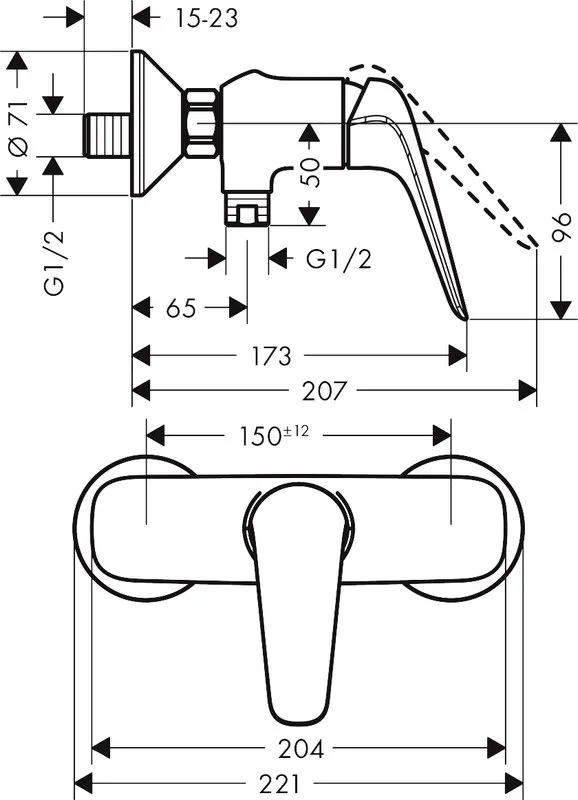 Смеситель для душа Hansgrohe Novus 71060000 Sancos — официальный сайт
