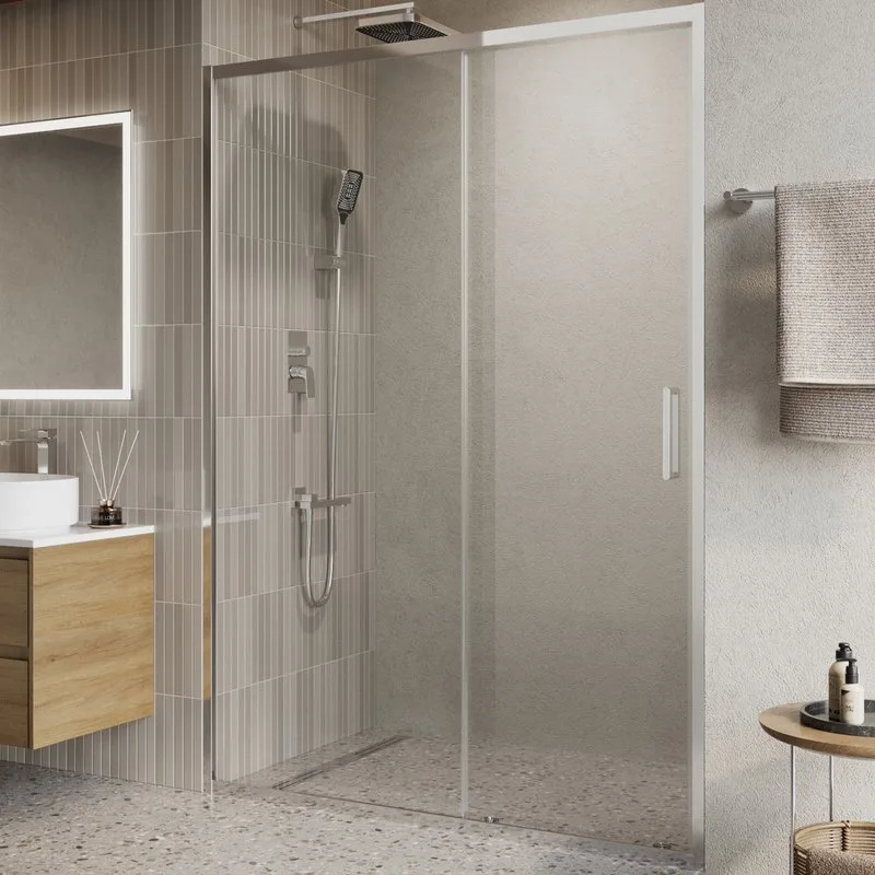 Душевая дверь в нишу BelBagno Luce BF-1-140-C-Cr профиль хром, стекло прозрачное Sancos — официальный сайт