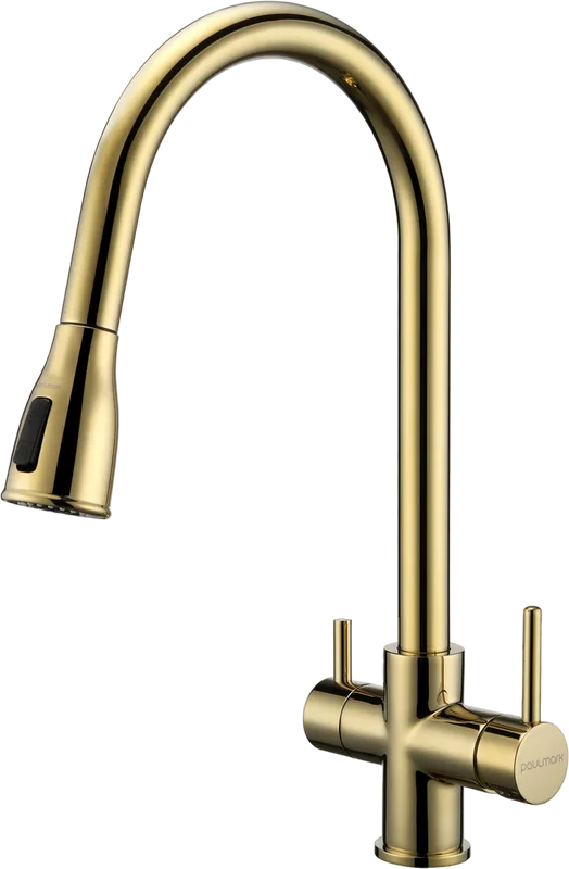 Смеситель для кухни Paulmark Lange 214212-G, золото Sancos — официальный сайт