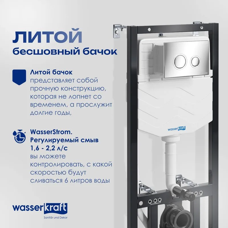 Система инсталляции для унитазов Wasserkraft Aller 10TLT.010.ME.CH01, с кнопкой смыва хром Sancos — официальный сайт
