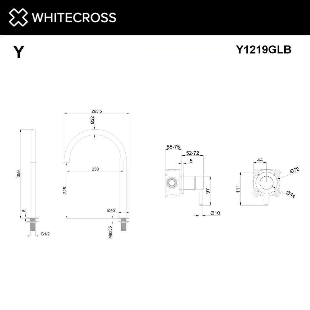 Смеситель для раковины WHITECROSS Y Y1219GLB С ВНУТРЕННЕЙ ЧАСТЬЮ, брашированное золото Sancos — официальный сайт