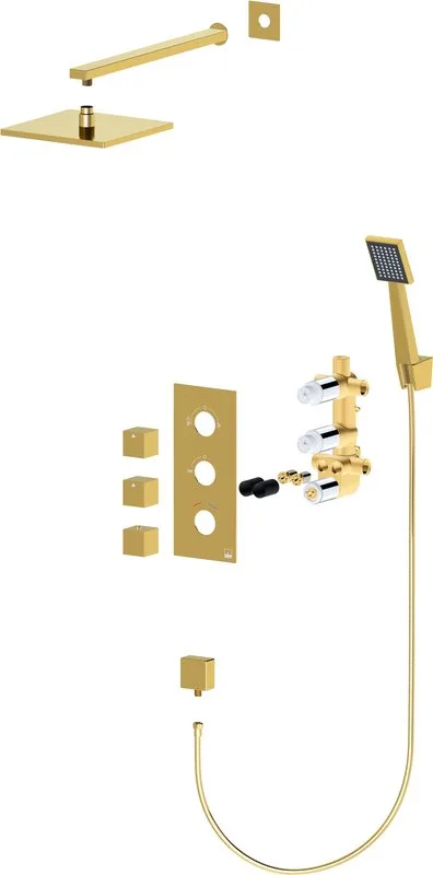 Душевой комплект Timo Tetra-Thermo SX-0179/17SM, С ВНУТРЕННЕЙ ЧАСТЬЮ, с термостатом, золото Sancos — официальный сайт