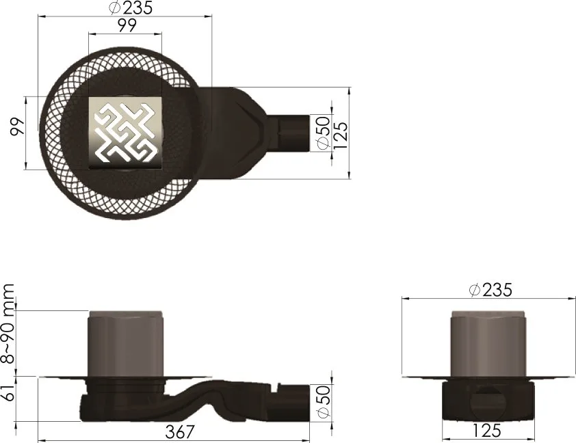 Душевой трап Berges Platz Antik 091161, 15x15 см, хром Sancos — официальный сайт