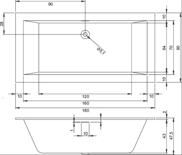 Акриловая ванна Riho Rething Cubic B107001005 без опоры 180x90 см, встраиваемая Sancos — официальный сайт