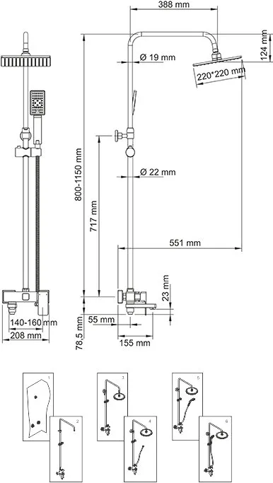Душевая стойка Wasserkraft A17701, 80/115x55,1 см Sancos — официальный сайт