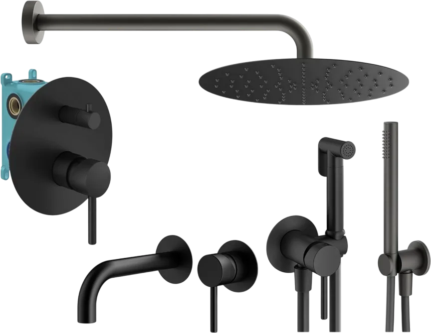 Комплект для ванной Plumberia Selection Ixo KITZXO18NO210 С ВНУТРЕННЕЙ ЧАСТЬЮ, черный матовый Sancos — официальный сайт
