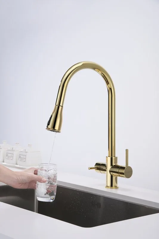Смеситель для кухни Paulmark Lange 214212-G, золото Sancos — официальный сайт