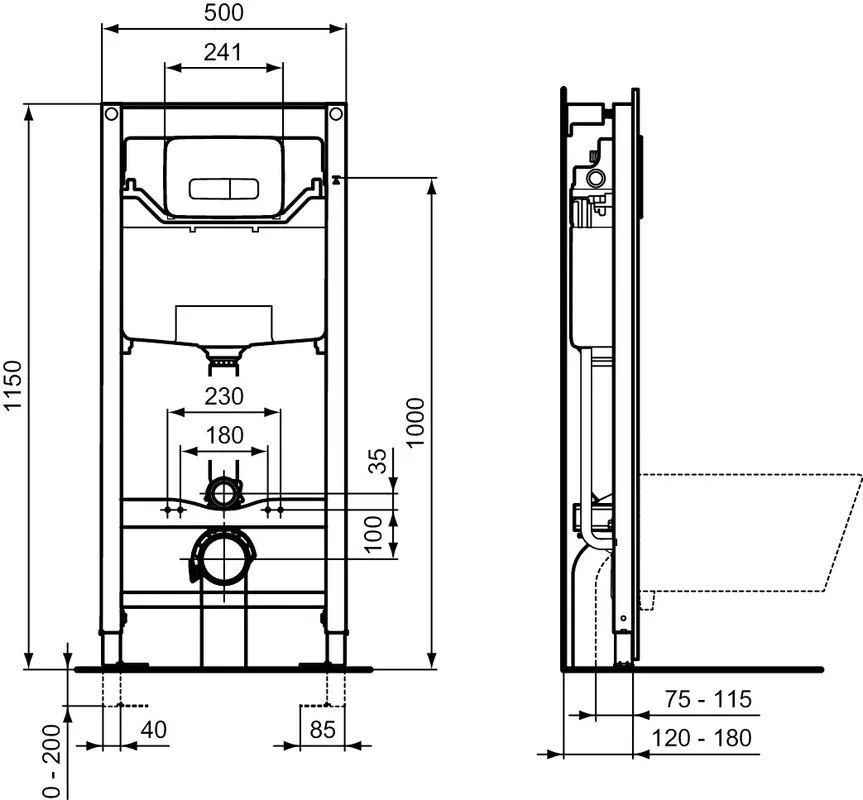 Система инсталляции для унитазов Ideal Standard R020467 PROSYS 120 M R0308AA с кнопкой хром Sancos — официальный сайт