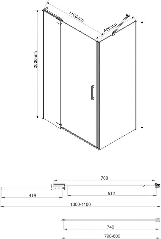 Душевой уголок Vincea Extra VSR-1E101180CL 110x80 см, профиль хром, стекло прозрачное Sancos — официальный сайт